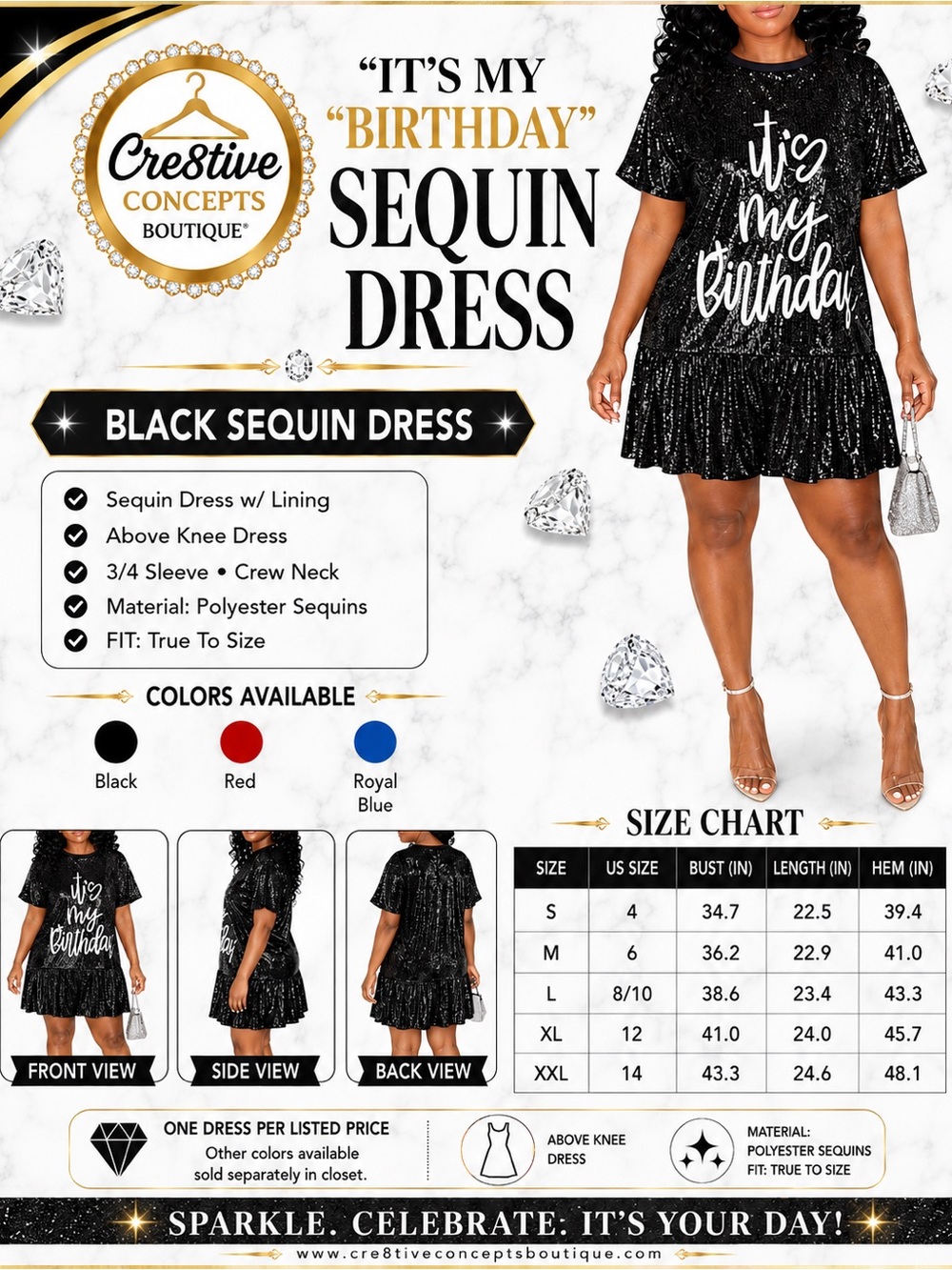 “IT’S MY BIRTHDAY” Sequin Flare Dress